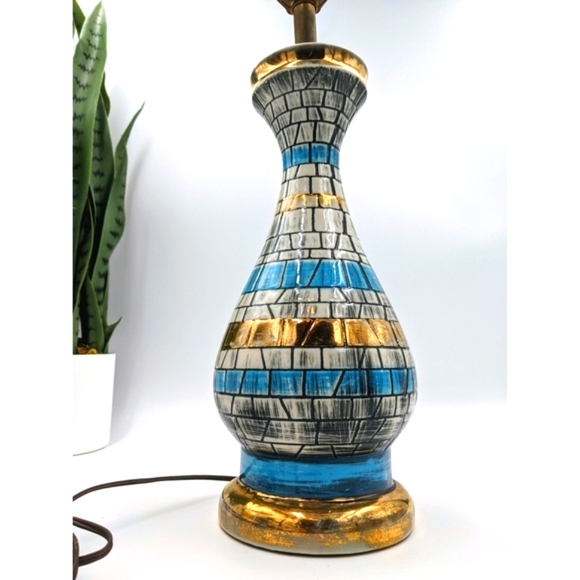 VTG Mid Century Mosaic Look Ceramic Table Lamp - Picture 2 of 8